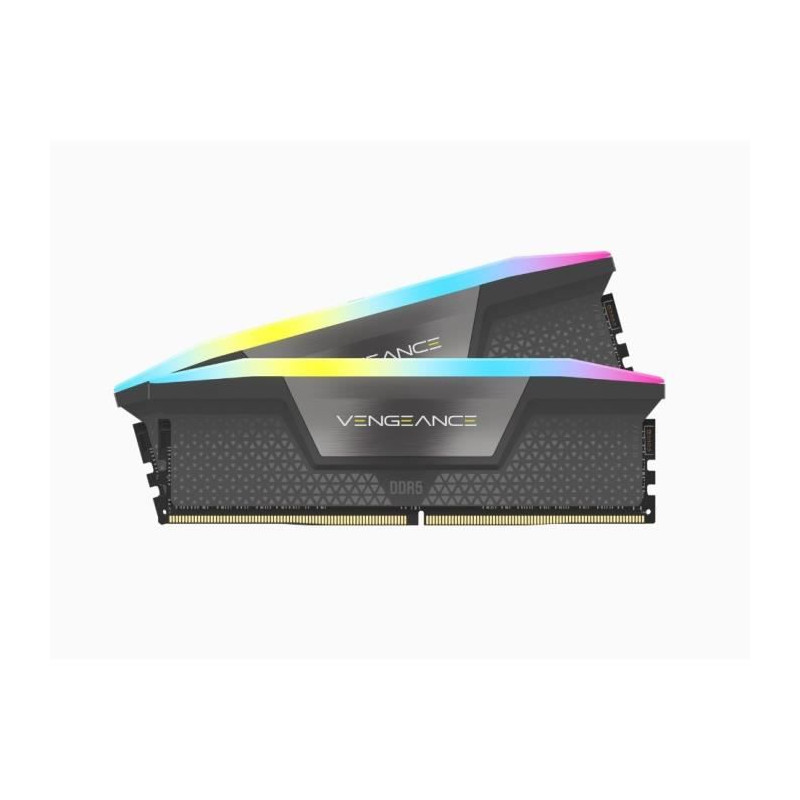 Mémoire RAM - CORSAIR - Vengeance RGB DDR5 - 32GB 2x16GB DIMM - 5200 MHz - 1,25V - Gris (CMH32GX5M2B5200Z40K)
