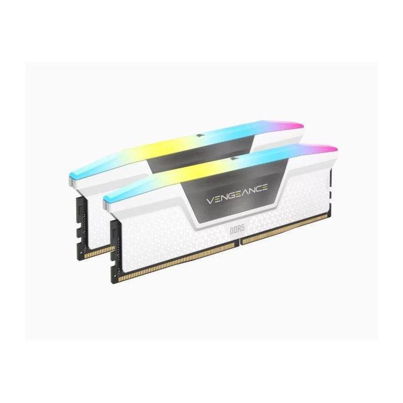 Mémoire RAM - CORSAIR - Vengeance RGB DDR5 - 32GB 2x16GB DIMM - 5600 MHz - 1,25V - Blanc (CMH32GX5M2B5600C36WK)