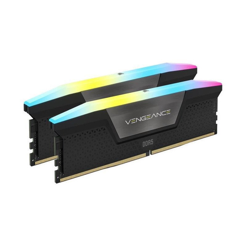 Mémoire RAM - CORSAIR - Vengeance RGB DDR5 - 32GB 2x16GB DIMM - 6400 MHz - 1,40V - Noir (CMH32GX5M2B6400C32)