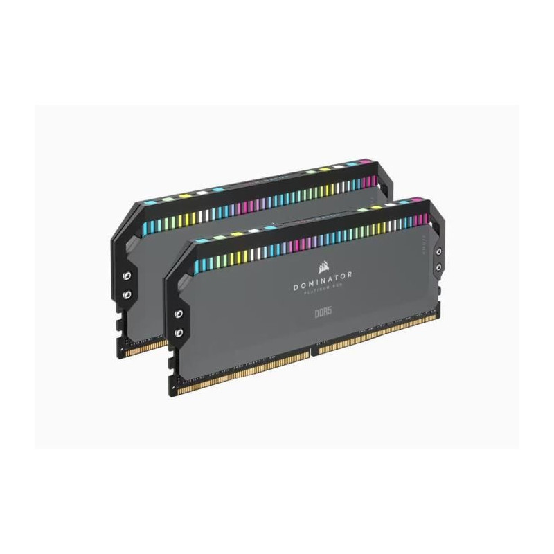Mémoire RAM - CORSAIR - DOMINATOR PLATINUM RGB DDR5 - 32GB 2x16GB DIMM - 5200 MHz - 1,25V - Gris (CMT32GX5M2B5200Z40)