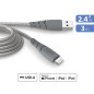 Câble Force Power CBL Ultra renforcé USB A vers Lightning 3m Gris