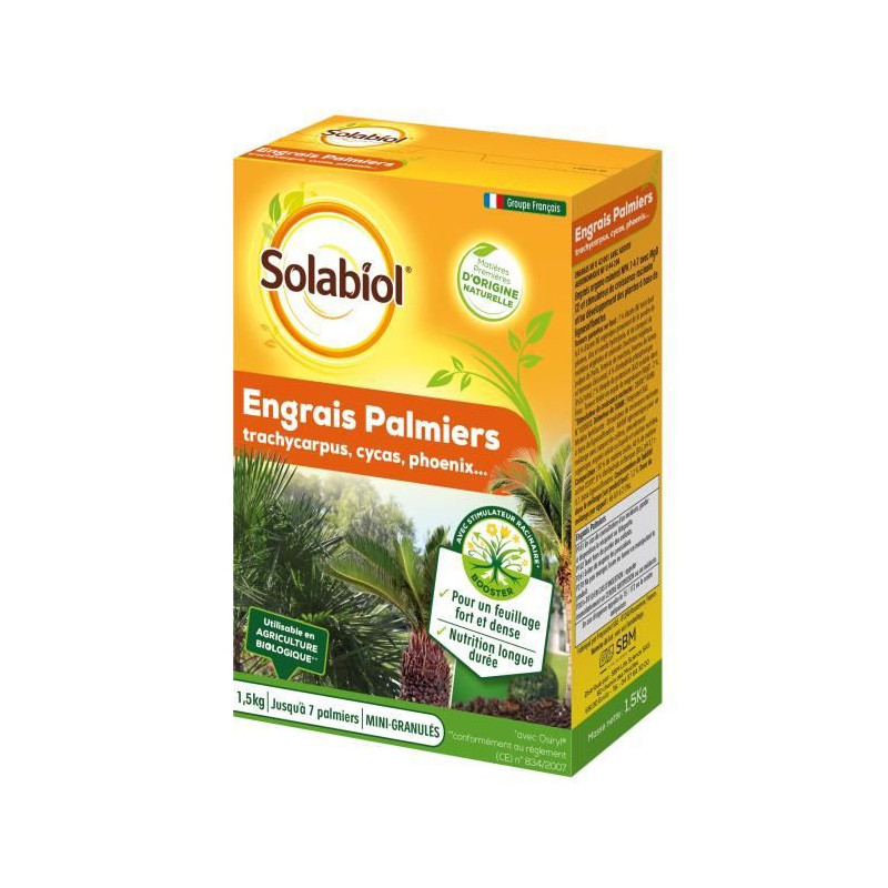 SOLABIOL SOPALMY15 Engrais palmiers et plantes mediterraneennes 1,5 Kg, Utilisable en Agriculture Biologique