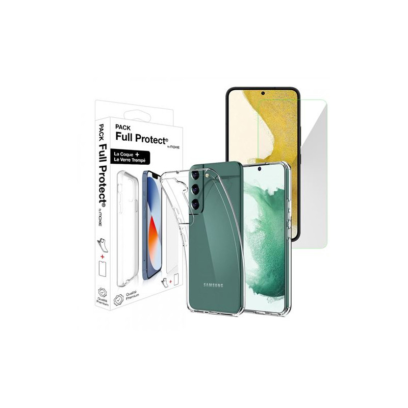 Pack Coque Moxie pour Samsung Galaxy S22 Transparent + Verre trempé 2.5D