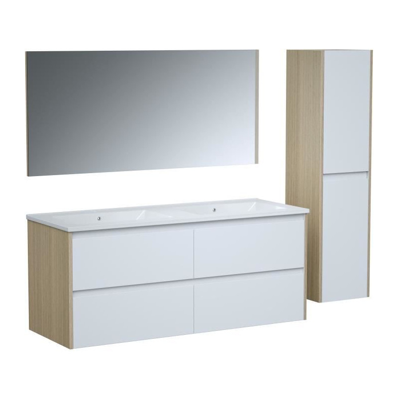 Ensemble SKARA set de salle de bain 120, vanity+vasque+miroir & Colonne