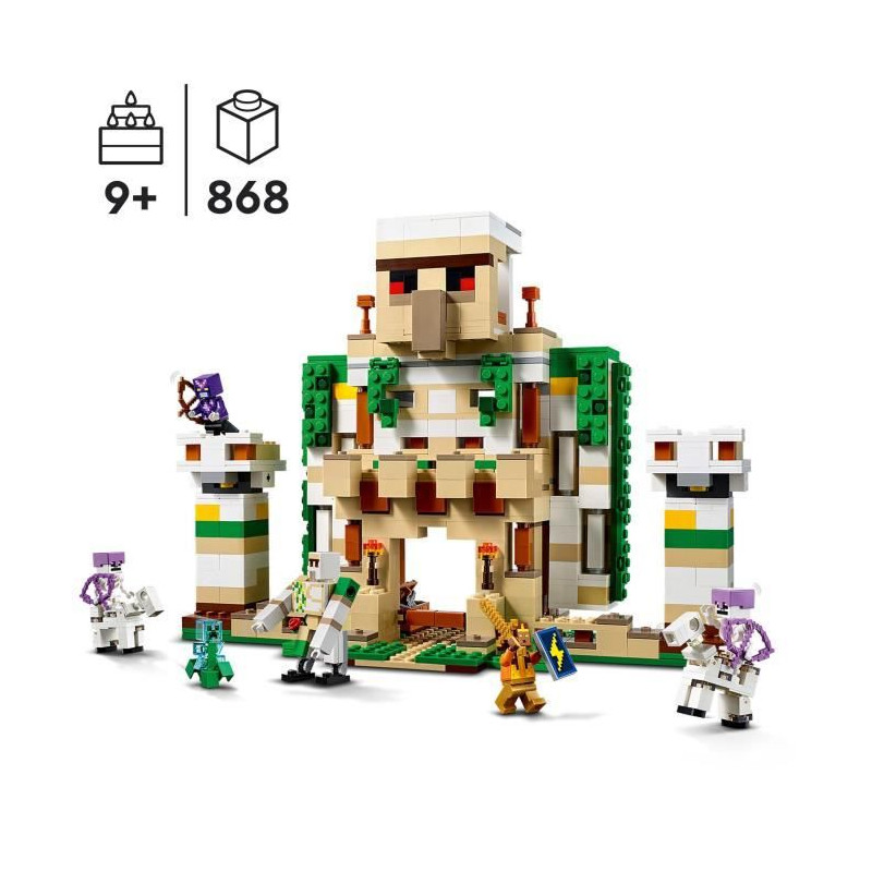 LEGO Minecraft 21250 La Forteresse du Golem de Fer, Jouet Château qui se Transforme en Grande Figurine