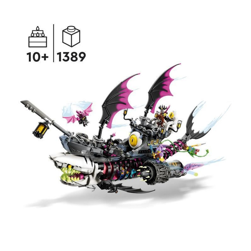 LEGO DREAMZzz 71469 Le Vaisseau Requin des Cauchemars, Construire un Jouet de Bateau Pirate de 2 Façons