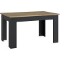 Table a manger PILVI - Style contemporain - Particules mélaminé - Décor Chene et noir - 4/6 personnes - L 140 x P 77 x H 90 c