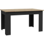 Table a manger PILVI - Style contemporain - Particules mélaminé - Décor Chene et noir - 4/6 personnes - L 140 x P 77 x H 90 c
