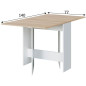 Table de cuisine rabattable FLY - Mélaminé blanc artik et chene - L 140 x P 77 x H 78 cm