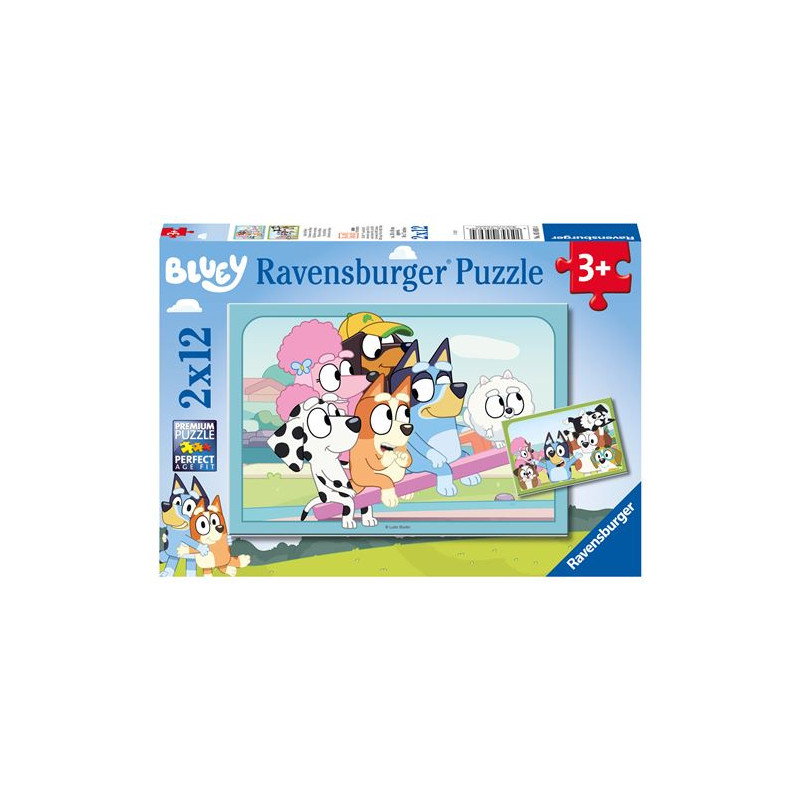 Puzzles 2 x 12 pièces Ravensburger S’amuser avec Bluey