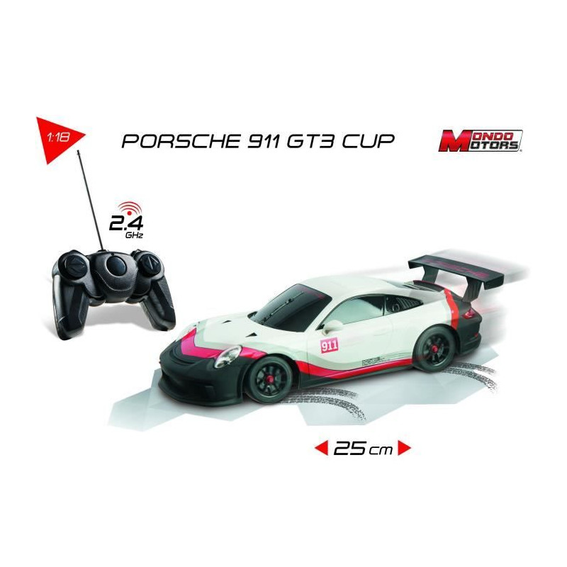 MONDO - Porsche - 911 GT 3 - Cup - voiture radiocommandée - échelle 1/18eme - Garçon - Mixte - A partir de 3 ans