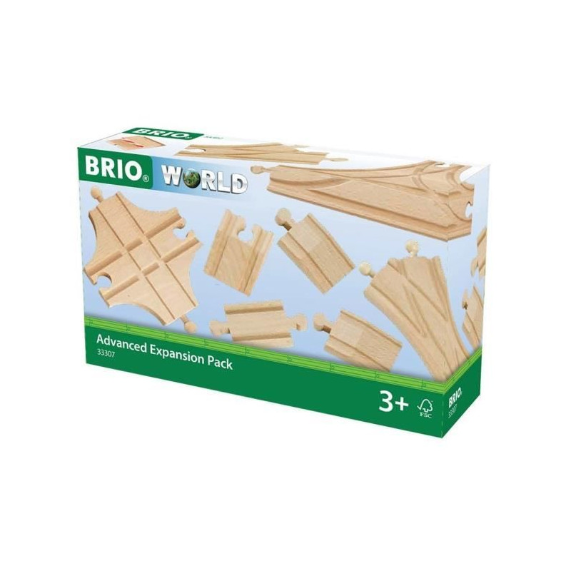 BRIO World - 33307 - Coffret Evolution Avance 11 Rails - Accessoire pour circuit de train en bois - Assortiment de rails - des 3