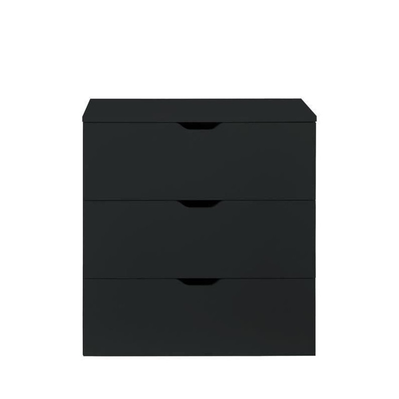 Commode BASIX 3 tiroirs - L 78 x P 40 x H 80 cm - Mélaminé Noir mat