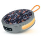 BIGBEN Party - Enceinte Bluetooth ronde avec dragonne et effets lumineux - 15W - Gris et orange camouflage
