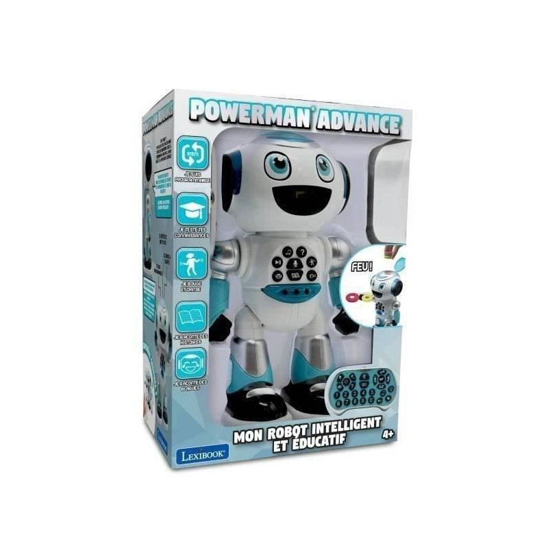 Powerman Robot Programmable avec Quiz, Musique, Jeux, lancer de disque, histoires et télécommande (Français)