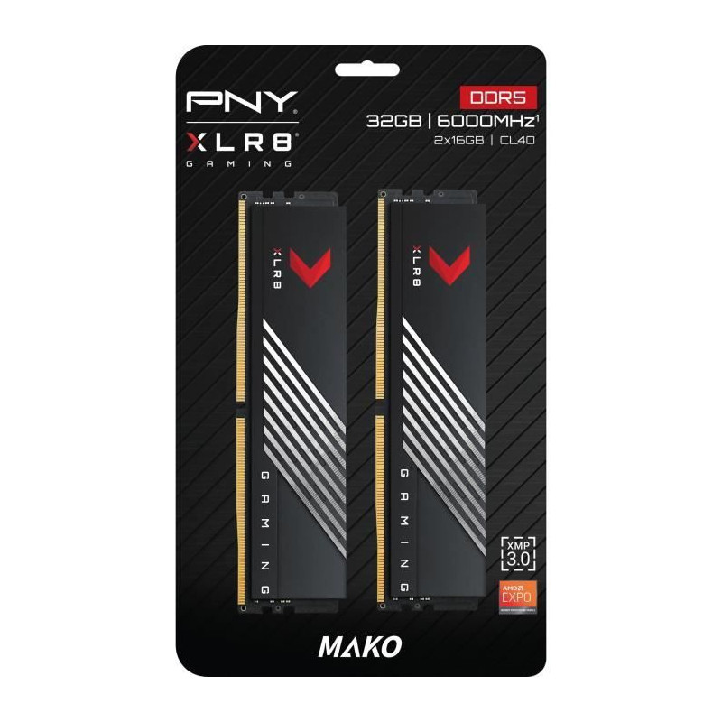 Mémoire RAM - PNY - XLR8 Gaming MAKO - DDR5 - 6000MHz - 2X16GB - (MD32GK2D5600040MXR)