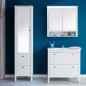 OLE Salle de bain complete: Colonne avec miroir + Meuble sous vasque + Vasque + Meuble haut avec miroir - Mélaminé blanc - TRE