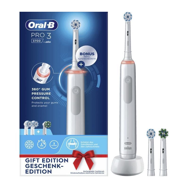 Brosse a dents électrique ORAL-B Pro 3 - 80719288 - blanc - sans fil