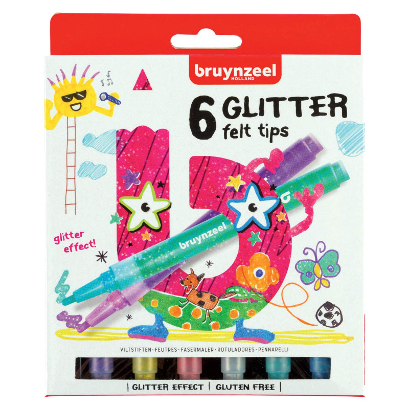 Bruynzeel Kids Glitter Felt-tip pens, 6pcs.