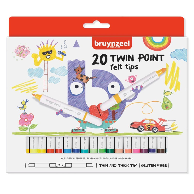 Bruynzeel Kids Twin Point Markers, 20 pieces.