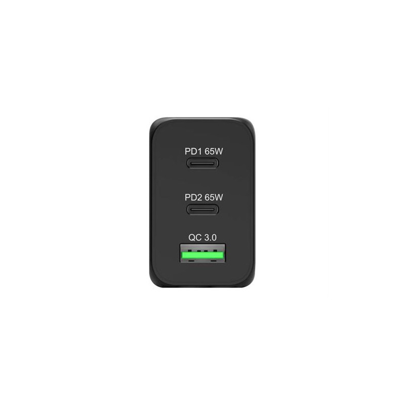 PORT Connect Adaptateur secteur technologie GaN 65 Watt 3.25 A PD 3.0, QC 3.0 2 connecteurs de sortie (USB type A, 24 pin USB C