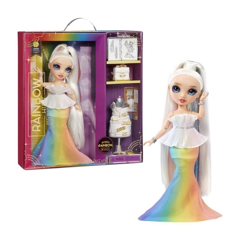 Rainbow High Tentpole PR Theme Doll - RAINBOW - 1 robe de Gala et 1 tenue decontractée + accessoires et carnet de croquis