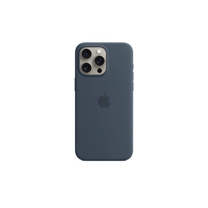 Coque en silicone avec MagSafe pour iPhone 15 Pro Max Bleu orage