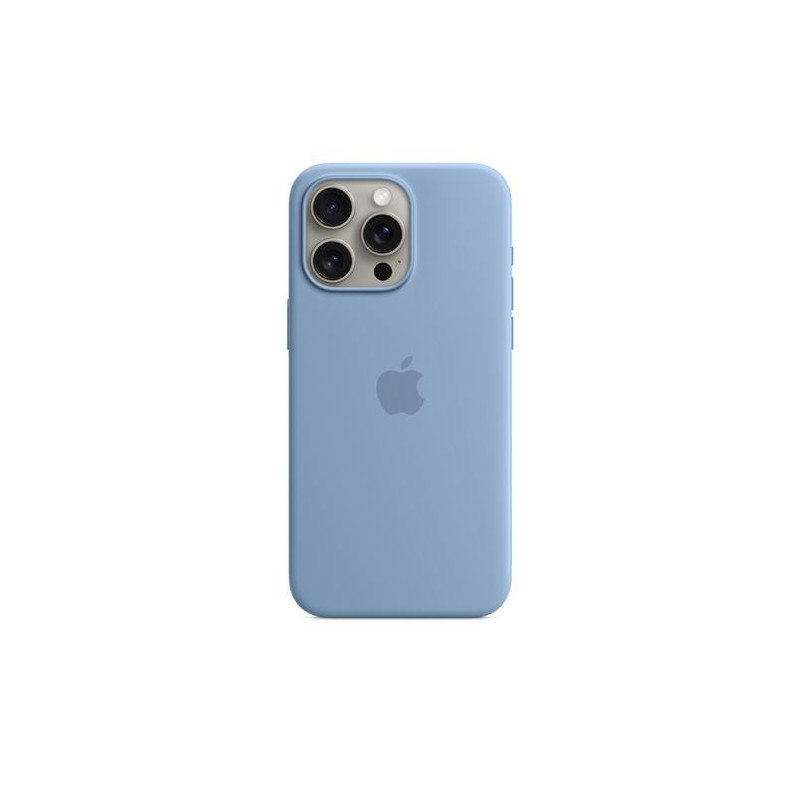 Coque en silicone avec MagSafe pour iPhone 15 Pro Max Bleu d hiver
