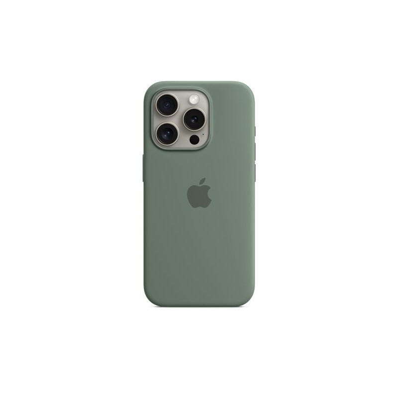 Coque en silicone avec MagSafe pour iPhone 15 Pro Cyprès