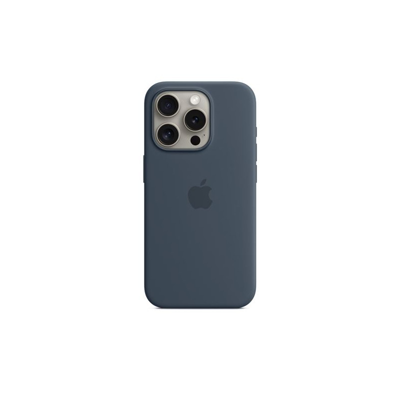 Coque en silicone avec MagSafe pour iPhone 15 Pro Bleu orage