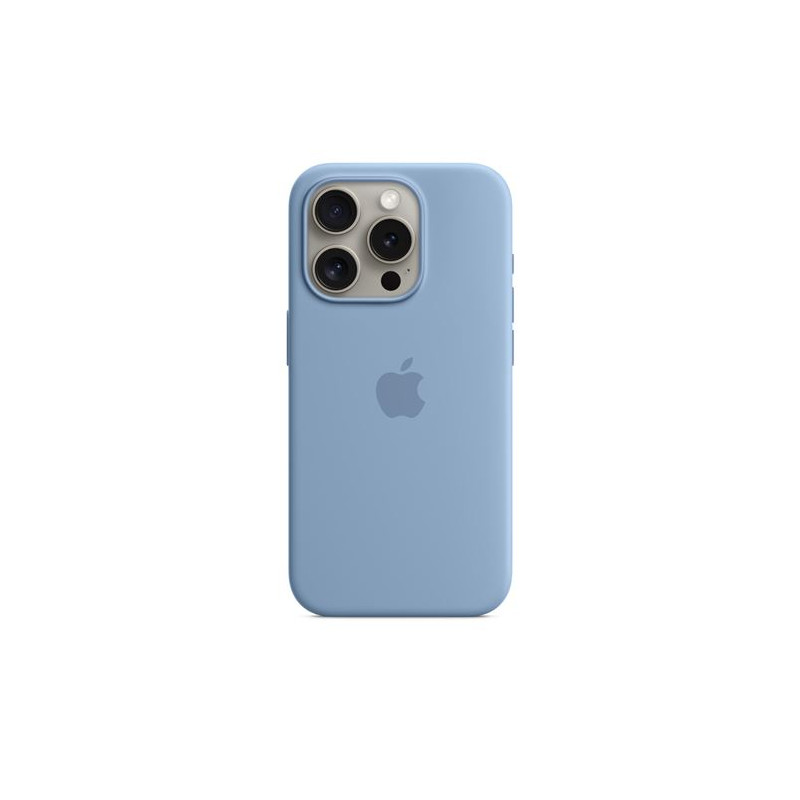 Coque en silicone avec MagSafe pour iPhone 15 Pro Bleu d hiver