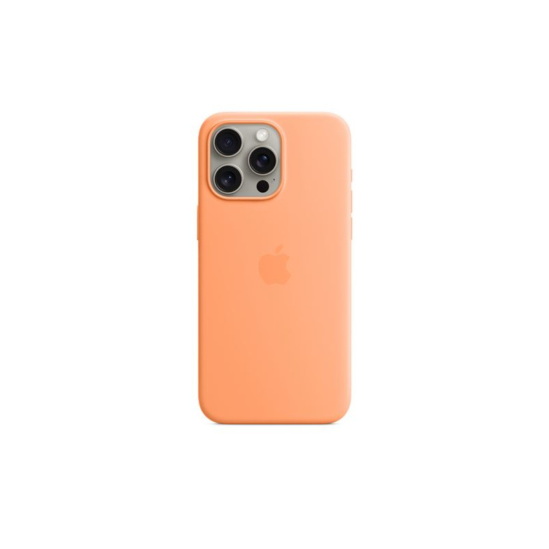 Coque en silicone avec MagSafe pour iPhone 15 Pro Max Sorbet à l orange