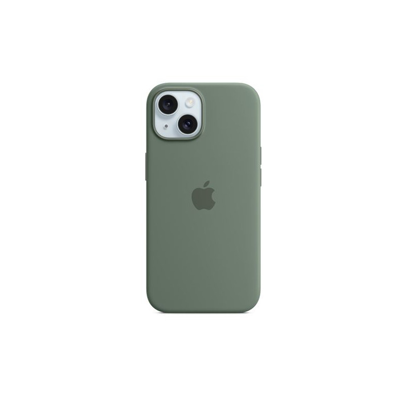 Coque en silicone avec MagSafe pour iPhone 15 Cyprès
