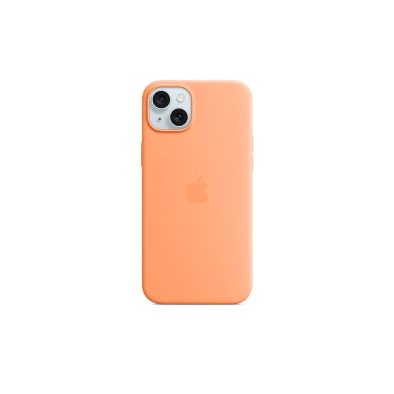 Coque en silicone avec MagSafe pour iPhone 15 Plus Sorbet à l orange
