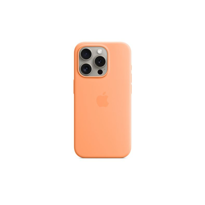 Coque en silicone avec MagSafe pour iPhone 15 Pro Sorbet à l orange