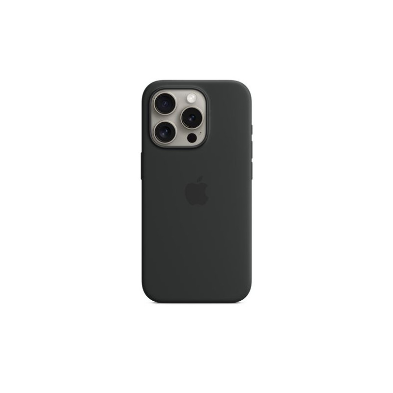 Coque en silicone avec MagSafe pour iPhone 15 Pro Noir