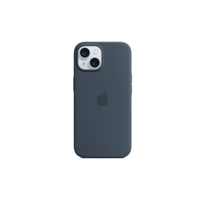 Coque en silicone avec MagSafe pour iPhone 15 Bleu orage