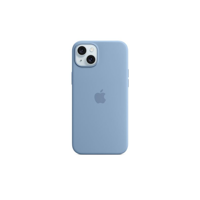 Coque en silicone avec MagSafe pour iPhone 15 Plus Bleu d hiver