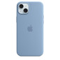 Coque en silicone avec MagSafe pour iPhone 15 Plus Bleu d hiver