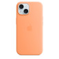 Coque en silicone avec MagSafe pour iPhone 15 Sorbet à l orange