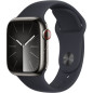 Apple Watch Series 9 GPS + Cellular - 41mm - Boîtier Acier Graphite - Bracelet Midnight Sport Band - M/L