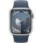 Apple Watch Series 9 GPS - 41mm - Boîtier Silver Aluminium - Bracelet Storm Blue Sport Band - S/M
