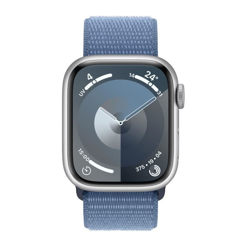 Apple Watch Series 9 GPS - 41mm - Boîtier Silver Aluminium - Bracelet Winter Blue Sport Loop