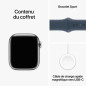 Apple Watch Series 9 GPS + Cellular - 41mm - Boîtier Acier Argent - Bracelet Storm Blue Sport Band - S/M