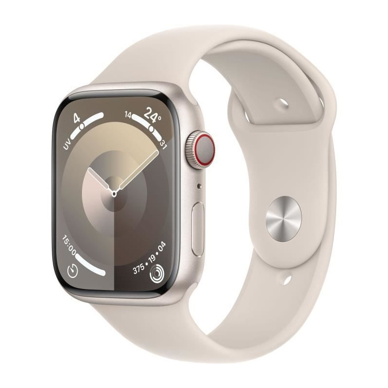 Apple Watch Series 9 GPS - 45mm - Boîtier Starlight Aluminium - Bracelet Starlight Sport Band - S/M