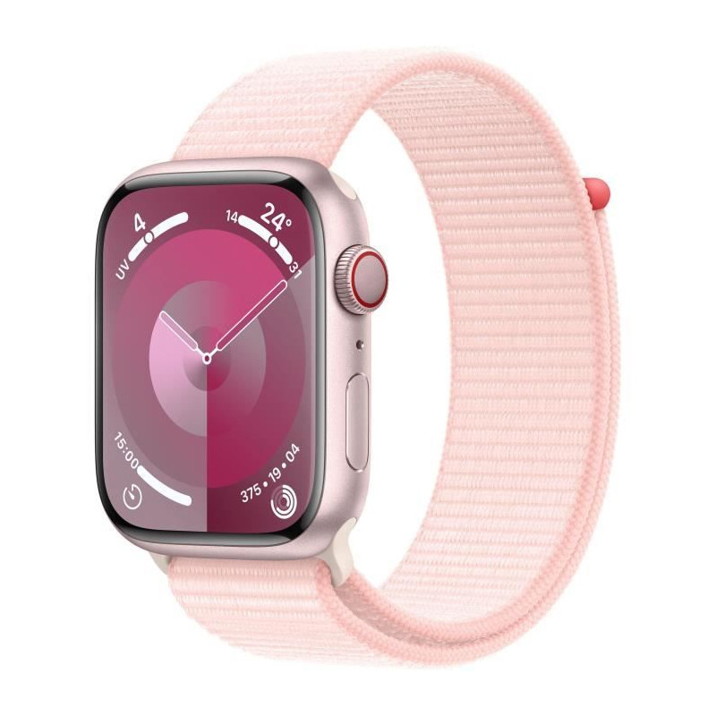 Apple Watch Series 9 GPS - 45mm - Boîtier Pink Aluminium - Bracelet Light Pink Sport Loop