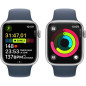 Apple Watch Series 9 GPS + Cellular - 45mm - Boîtier Silver Aluminium - Bracelet Storm Blue Sport Band - S/M