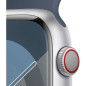 Apple Watch Series 9 GPS + Cellular - 45mm - Boîtier Silver Aluminium - Bracelet Storm Blue Sport Band - M/L
