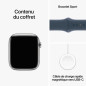 Apple Watch Series 9 GPS + Cellular - 45mm - Boîtier Acier Argent - Bracelet Storm Blue Sport Band - S/M