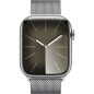 Apple Watch Series 9 GPS + Cellular - 45mm - Boîtier Acier Argent - Bracelet Silver Milanese Loop